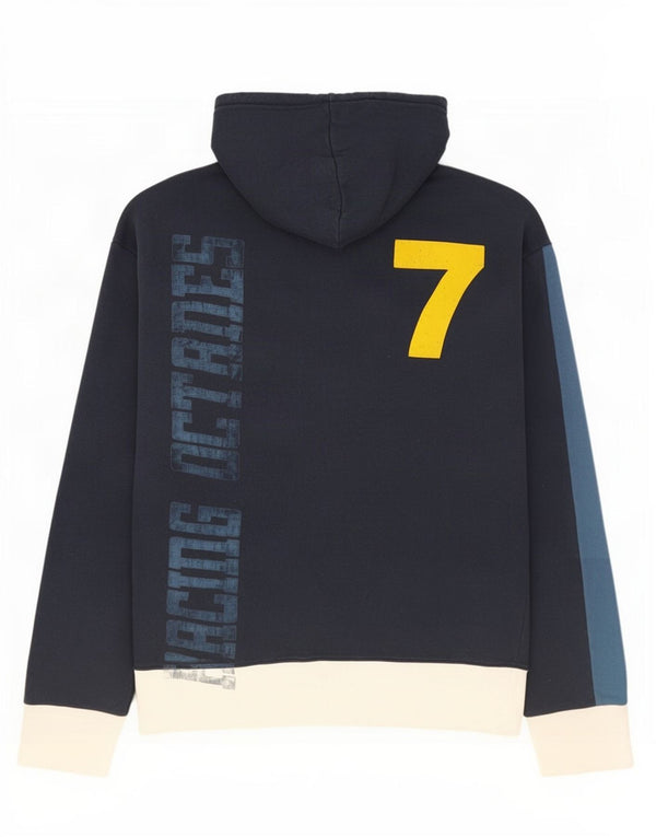 Energie Herre grafisk hættetrøje Jumper Stor marineblå Colourblock Bomuld