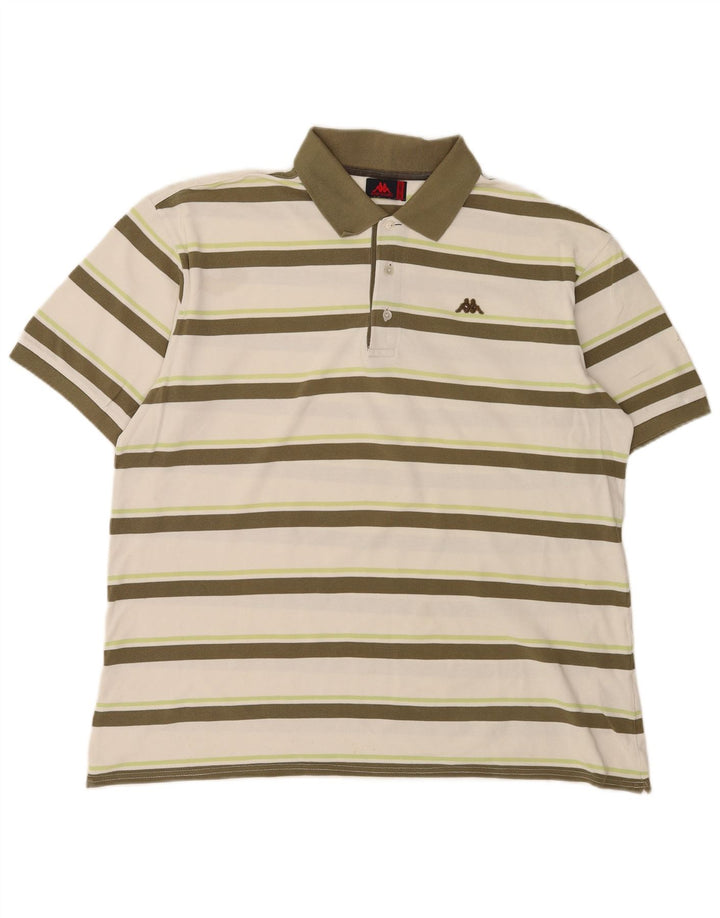 Kappa herre poloshirt 3XL hvid stribet bomuld