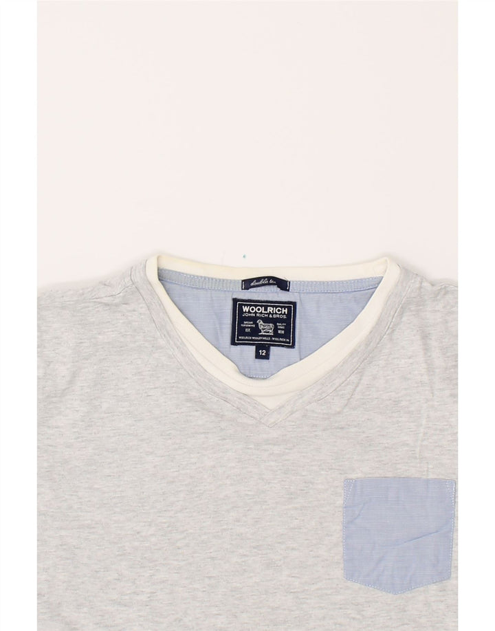 WOOLRICH Boys Top Long Sleeve 11-12 Years Grey Cotton Vintage Woolrich and Second-Hand Woolrich from Messina Hembry 