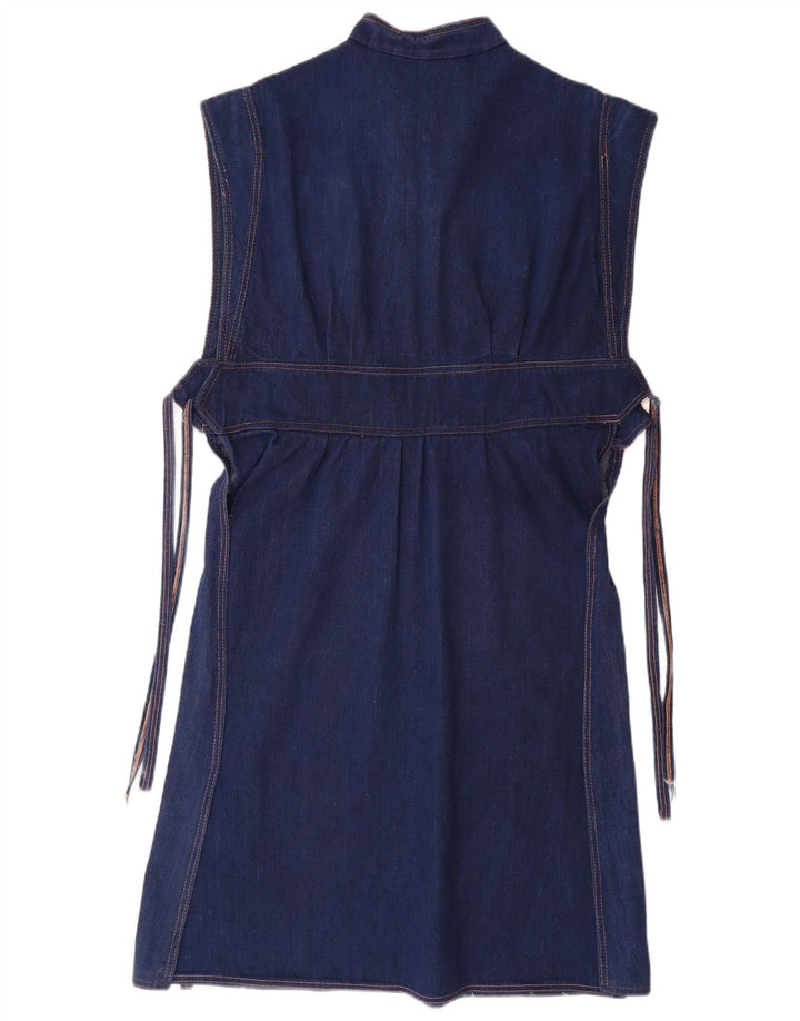 VINTAGE Dame Denim Kjole UK 14 Medium Blue