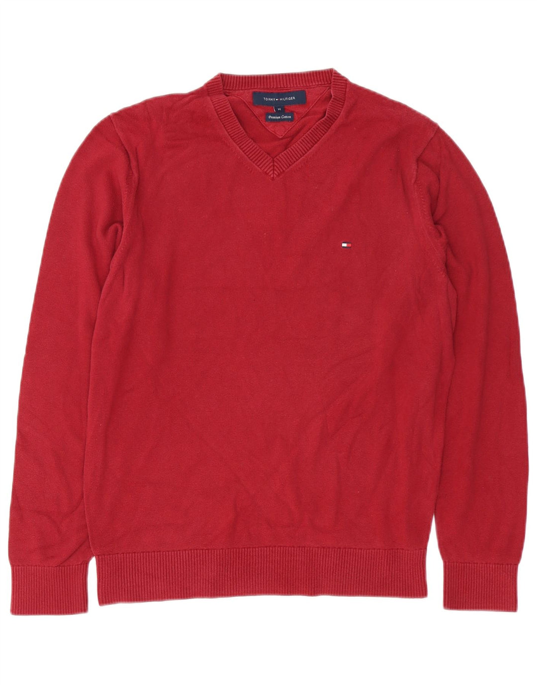 TOMMY HILFIGER Herre V-hals sweater Medium rød bomuld