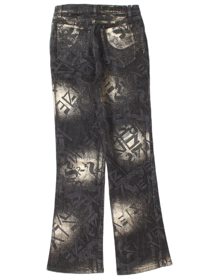 Krizia Dame Grafisk Bootcut Jeans W27 L29 Marineblå Bomuld