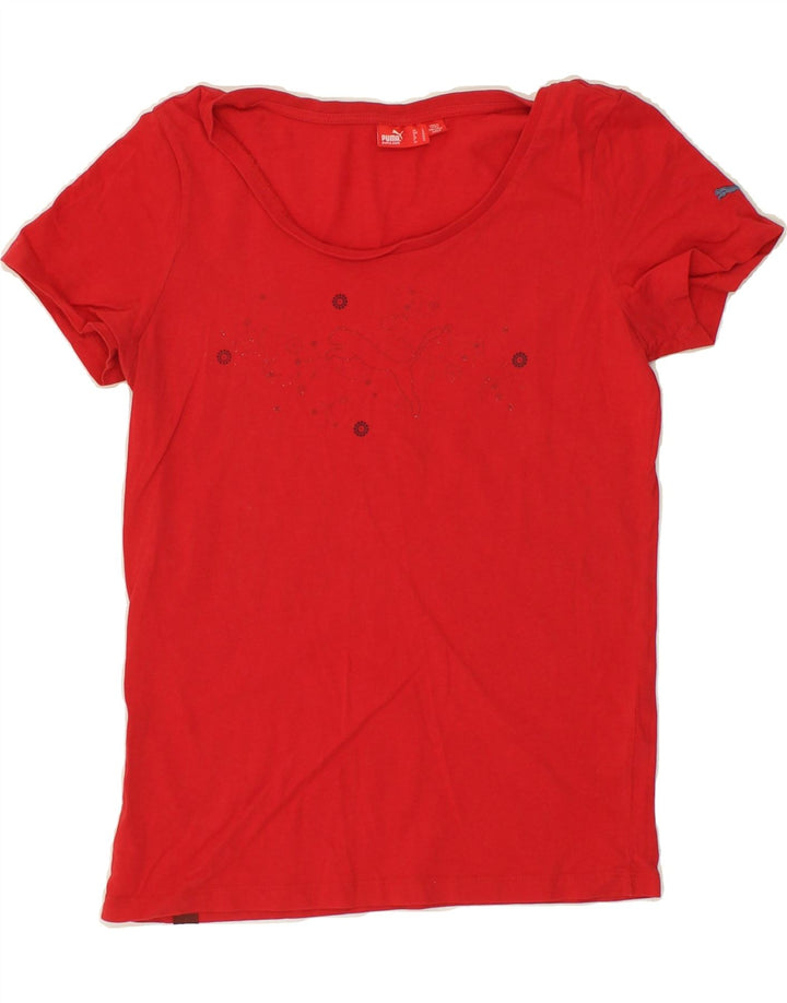 PUMA Womens Graphic T-Shirt Top UK 14 Medium  Red Vintage Puma and Second-Hand Puma from Messina Hembry 