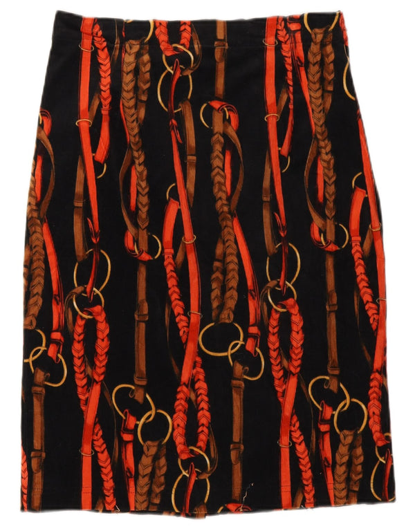 Vintage kvinders abstrakt mønster fløjlsnederdel W26 lille sort