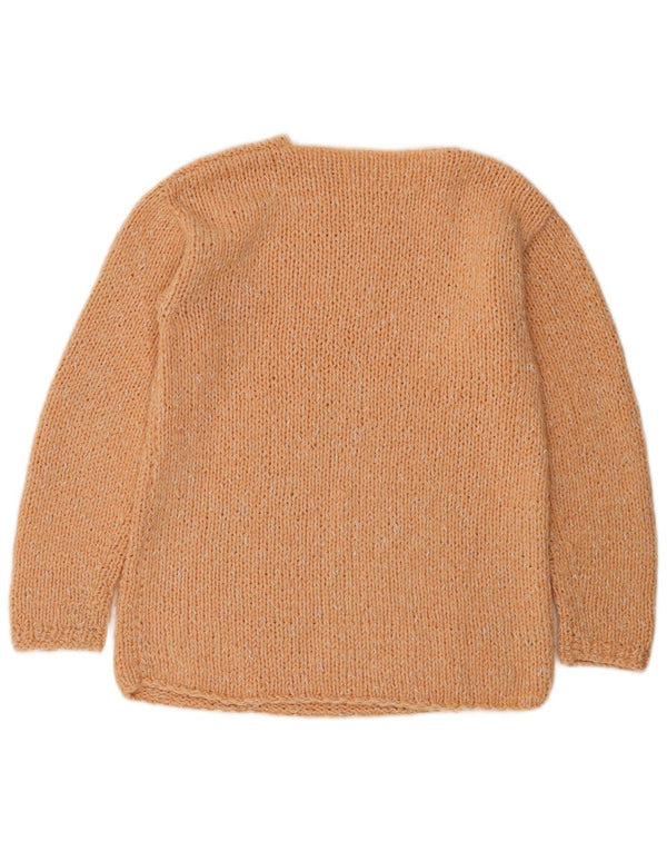 Vintage Dame Boat Neck Jumper Sweater UK 12 Medium Orange Flecked