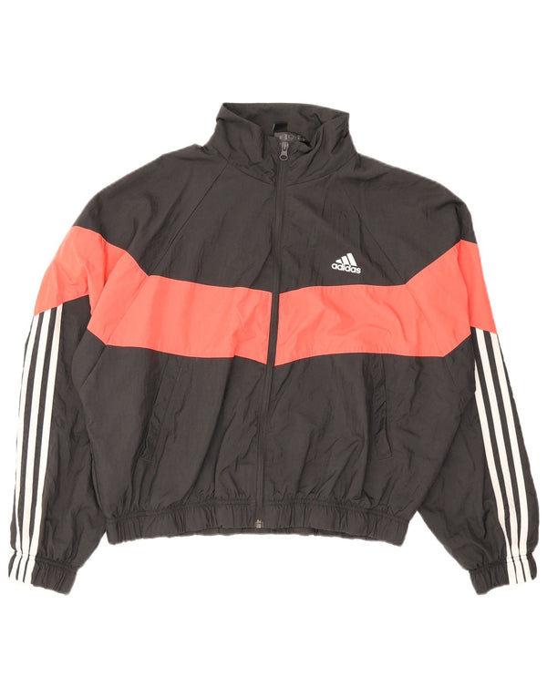 Adidas træningsdragt topjakke til kvinder UK 12/14 Medium Sort Colourblock Nylon