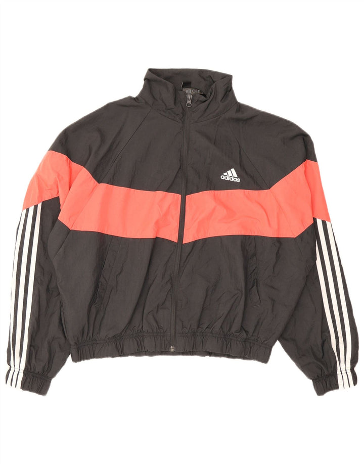 Adidas træningsdragt topjakke til kvinder UK 12/14 Medium Sort Colourblock Nylon