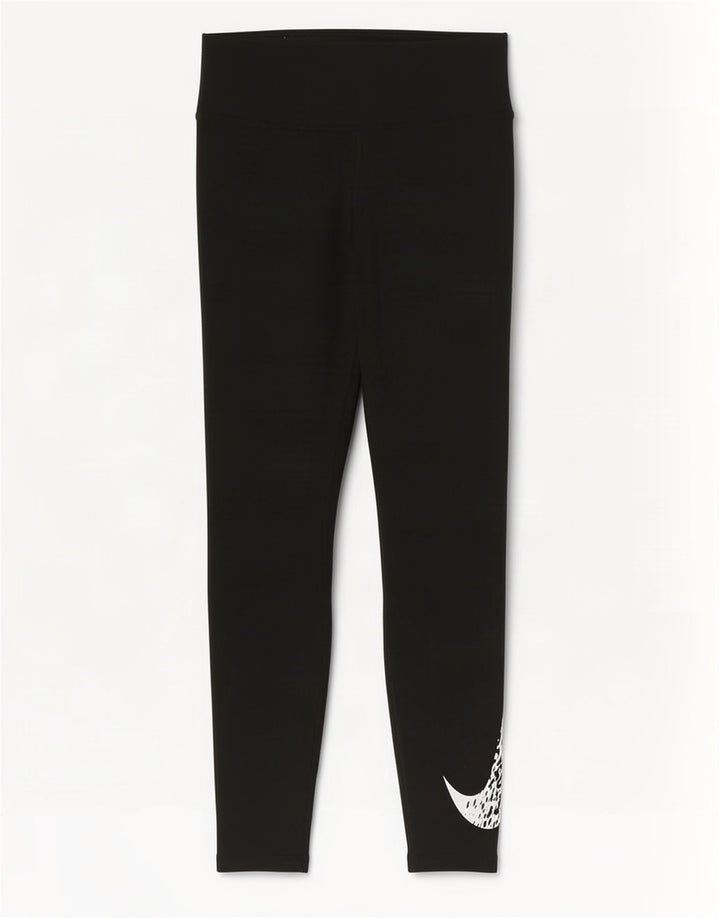 Nike Dame Dri Fit Grafiske Leggings UK 8 Small Black Polyester