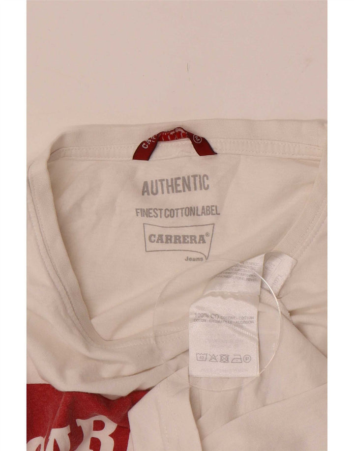 Carrera Herre grafisk T-shirt Top Medium Hvid Bomuld
