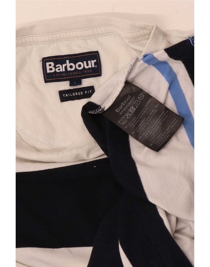 Barbour Herre T-shirt Top Stor hvid stribet bomuld