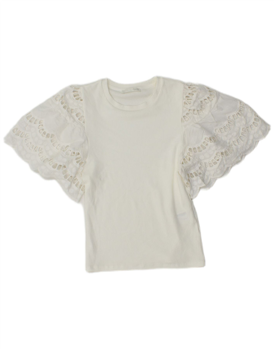 Zara Womens Crop Batwing Bluse Top UK 8 Small White Viscose