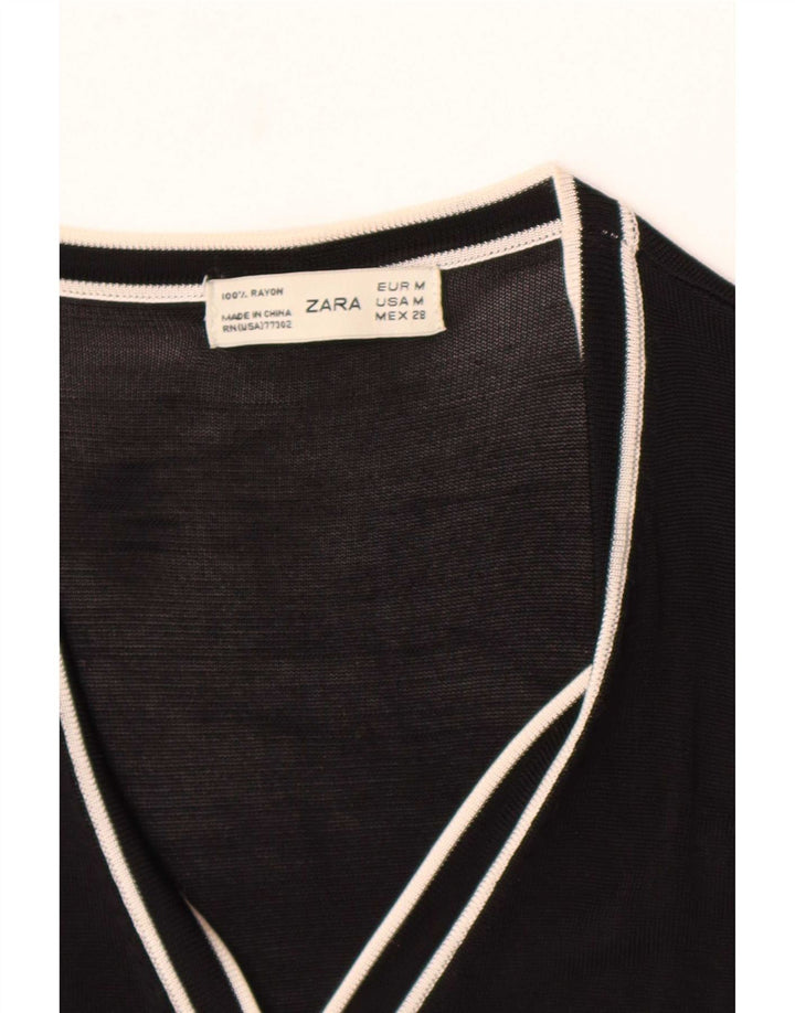 Zara Dame Cardigan Sweater UK 12 Medium Sort Colourblock Rayon