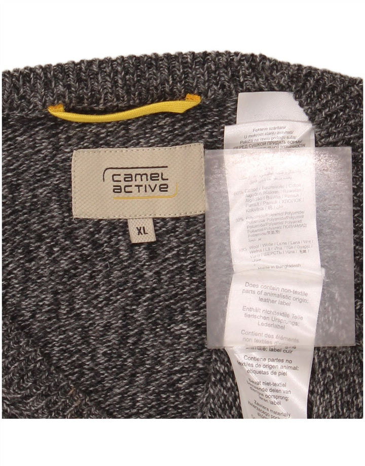 Camel Active Herre V-hals sweater XL Marineblå Flecked Bomuld