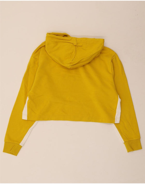 PUMA Womens Crop Oversized hættetrøje Jumper UK 10 Small Yellow Colourblock