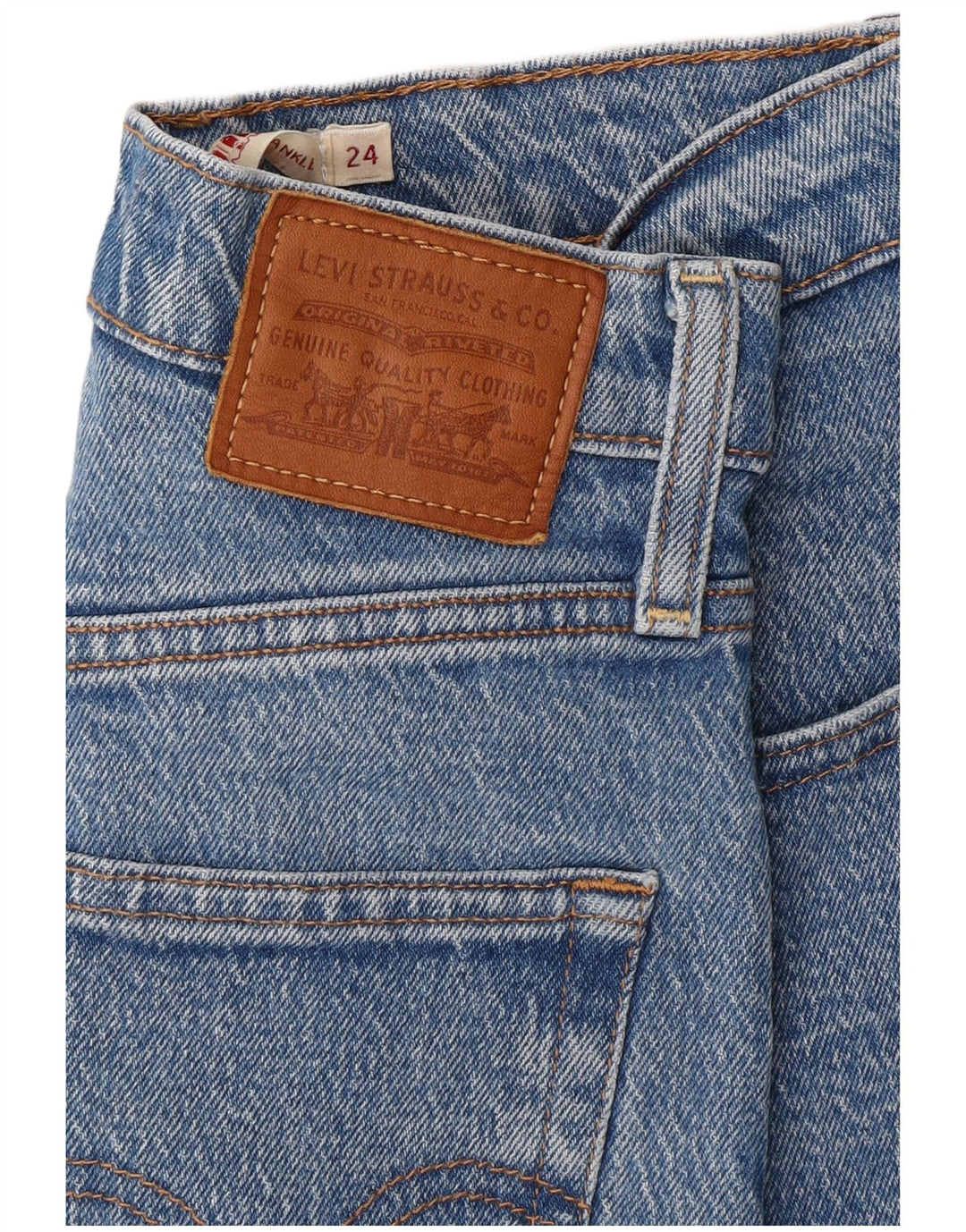 LEVI'S Dame Ribcage Straight Jeans W24 L28 Blå Bomuld