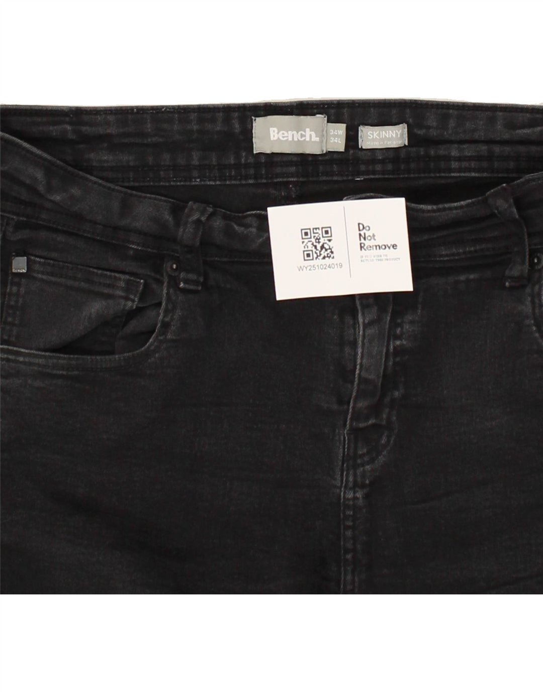 BÆNK Dame Skinny Jeans W34 L34 Sort Bomuld