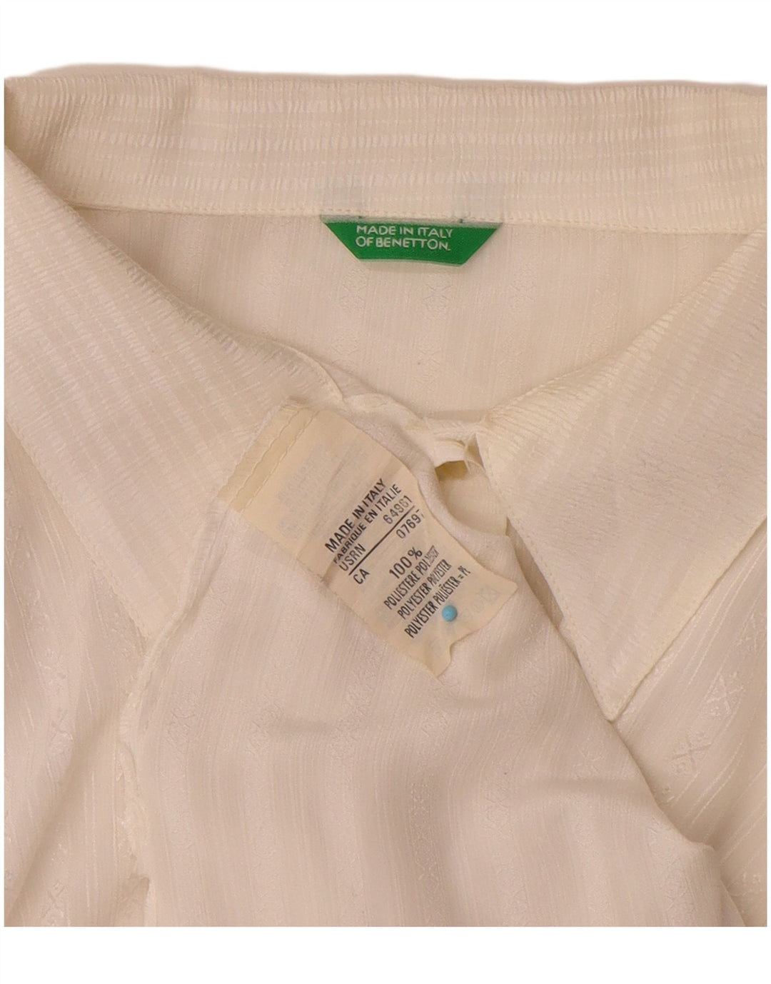 Benetton skjortebluse til kvinder UK 16 Stor hvid stribet polyester