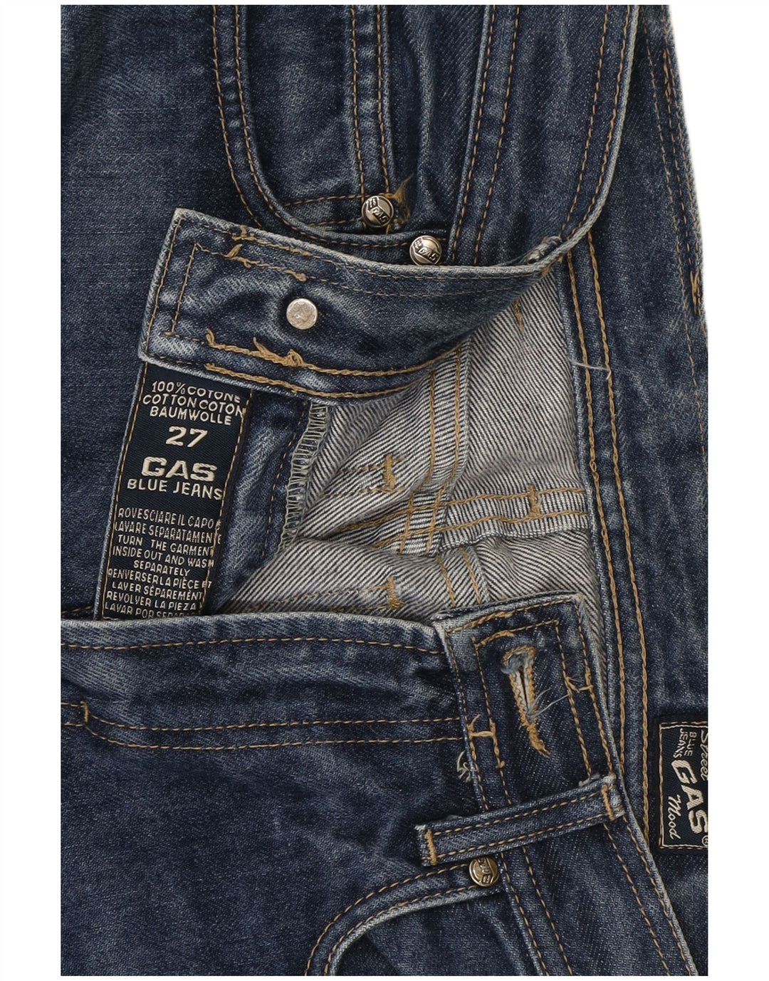 Gas Straight Jeans til kvinder W27 L31 Blå Bomuld