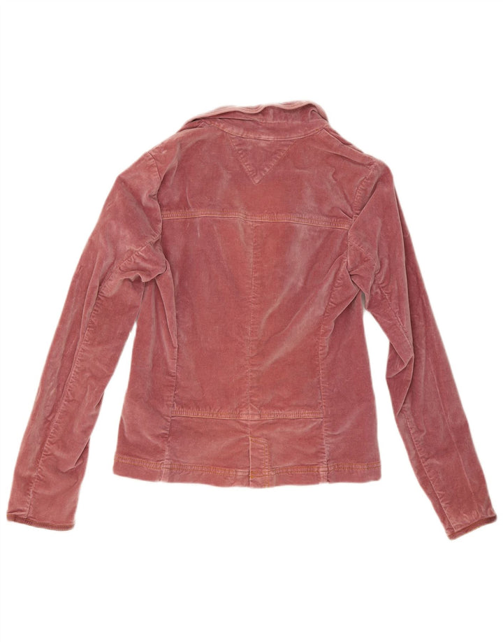 Tommy Hilfiger Dame 3 Button Velvet Blazer Jacket UK 12 Medium Pink