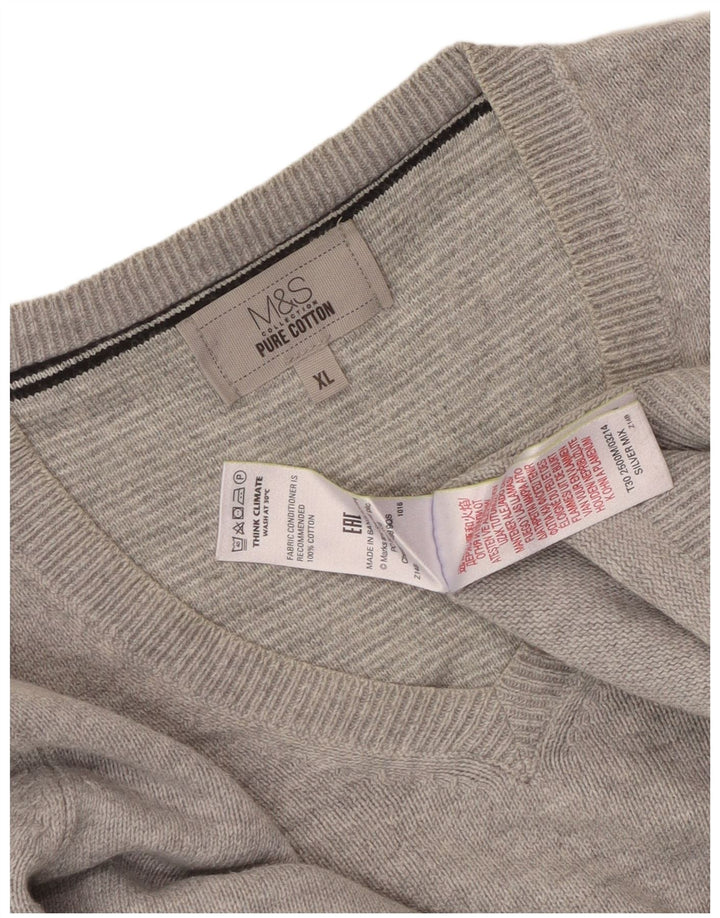 Marks & Spencer Herre V-hals sweater XL Grå Bomuld