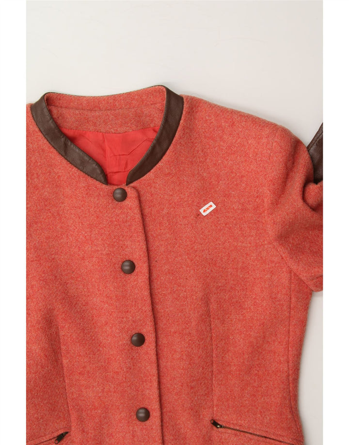 VINTAGE Womens 4 Button 3/4 Sleeve Blazer Jacket UK 14 Medium Orange Wool Vintage Vintage and Second-Hand Vintage from Messina Hembry 