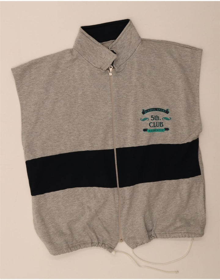 Vintage herre ærmeløs træningsdragt topjakke XL grå farveblok
