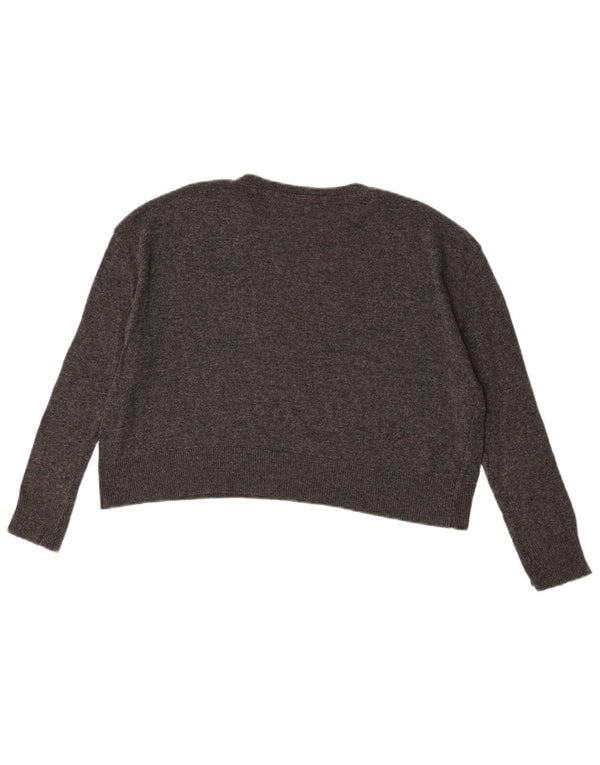 Zara Womens Crop Oversized Boat Neck Jumper Sweater UK 10 Small Grey