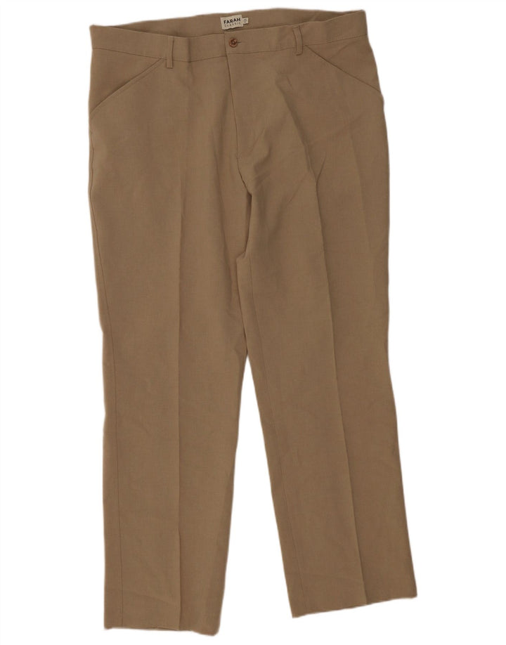 Farah Straight Casual Bukser til mænd W40 L31 Beige Polyester
