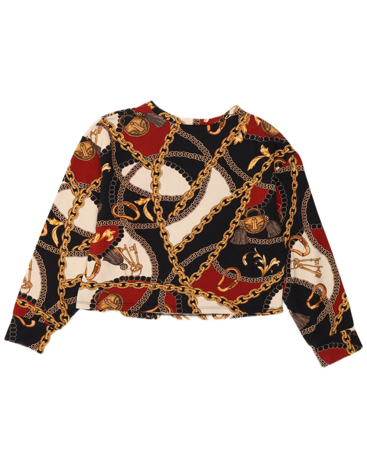 Zara Dame Oversized abstrakt mønster bluse Top UK 10 Small Multicolored