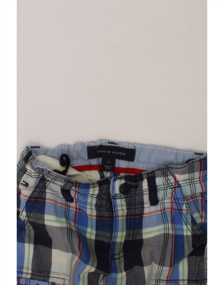 TOMMY HILFIGER Boys Cargo Shorts 2-3 Years W20  Blue Check Cotton Vintage Tommy Hilfiger and Second-Hand Tommy Hilfiger from Messina Hembry 