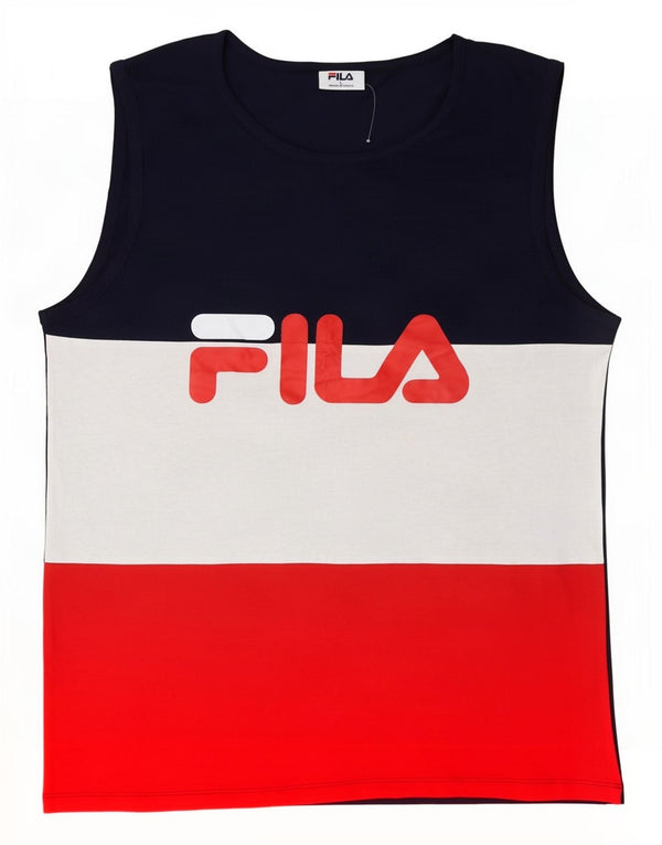Fila Herre Grafisk Vest Top Stor Marineblå Colourblock Bomuld