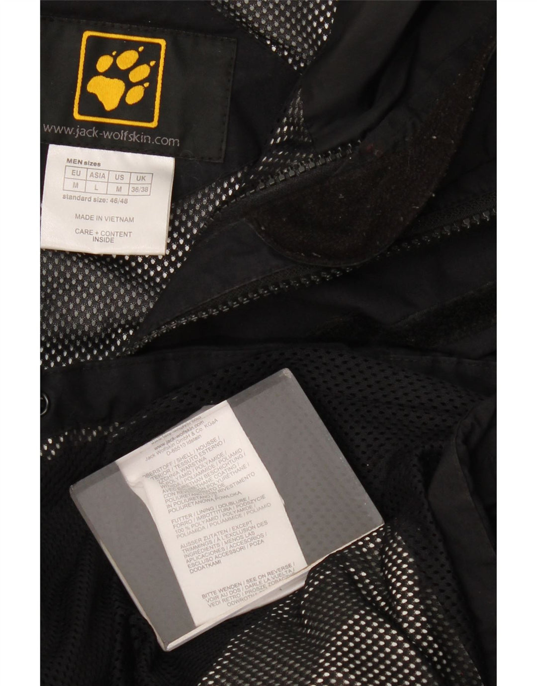 Jack Wolfskin Regnjakke med hætte til mænd UK 36/38 Medium Sort Polyamid