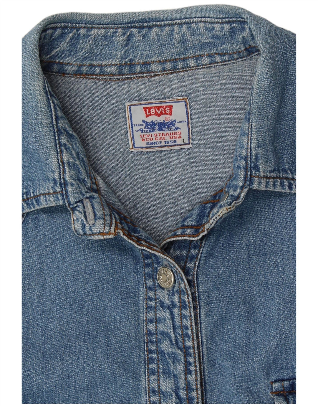 LEVI'S Dame Denim Shirt UK 16 Stor Blå Bomuld