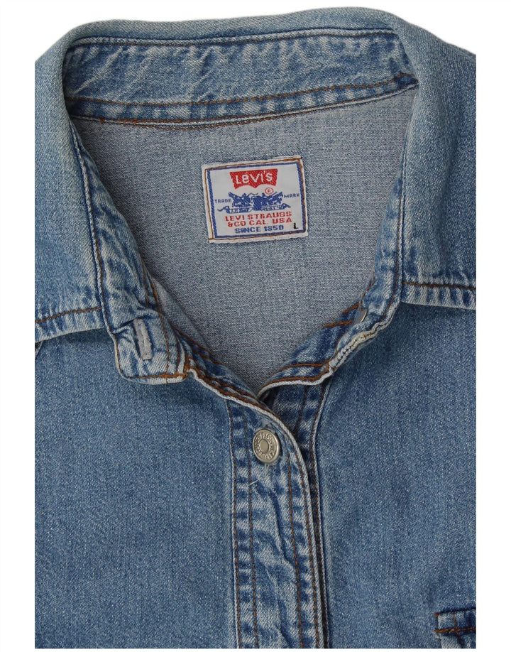 LEVI'S Dame Denim Shirt UK 16 Stor Blå Bomuld
