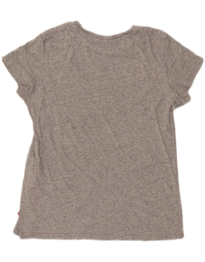 LEVI'S Womens Graphic T-Shirt Top UK 14 Medium Grey Flecked Cotton Vintage Levi's and Second-Hand Levi's from Messina Hembry 
