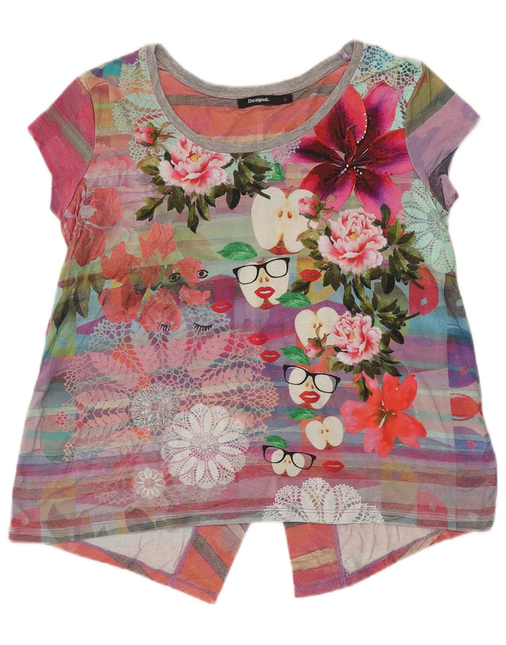 Desigual Womens Regular Bluse Top UK 16 Large Multicolored Floral Viscose