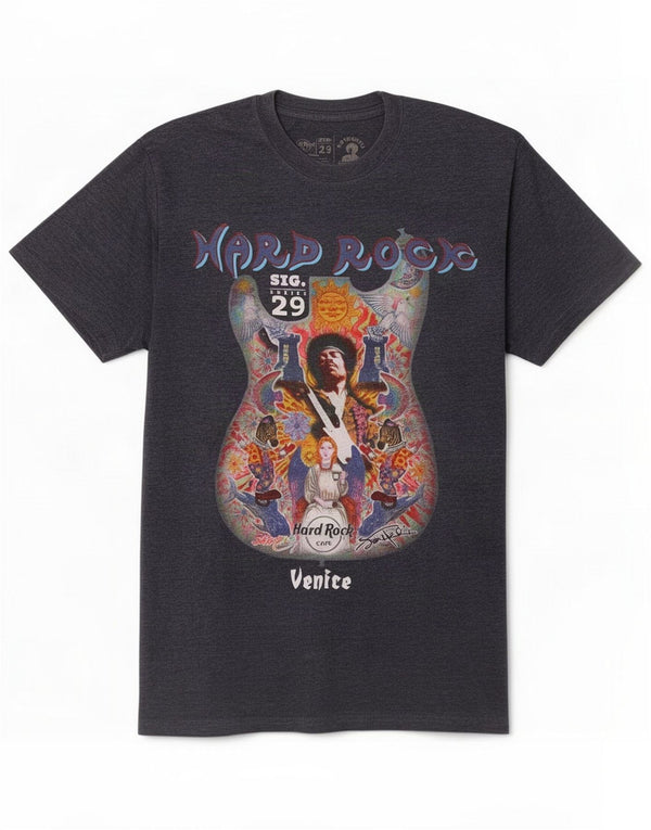 Hard Rock Cafe Mens Venice Graphic T-Shirt Top Medium Navy Blue Cotton