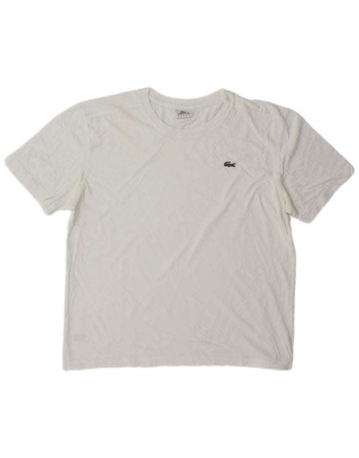 Lacoste Herre T-Shirt Top Størrelse 5 Stor Hvid Bomuld
