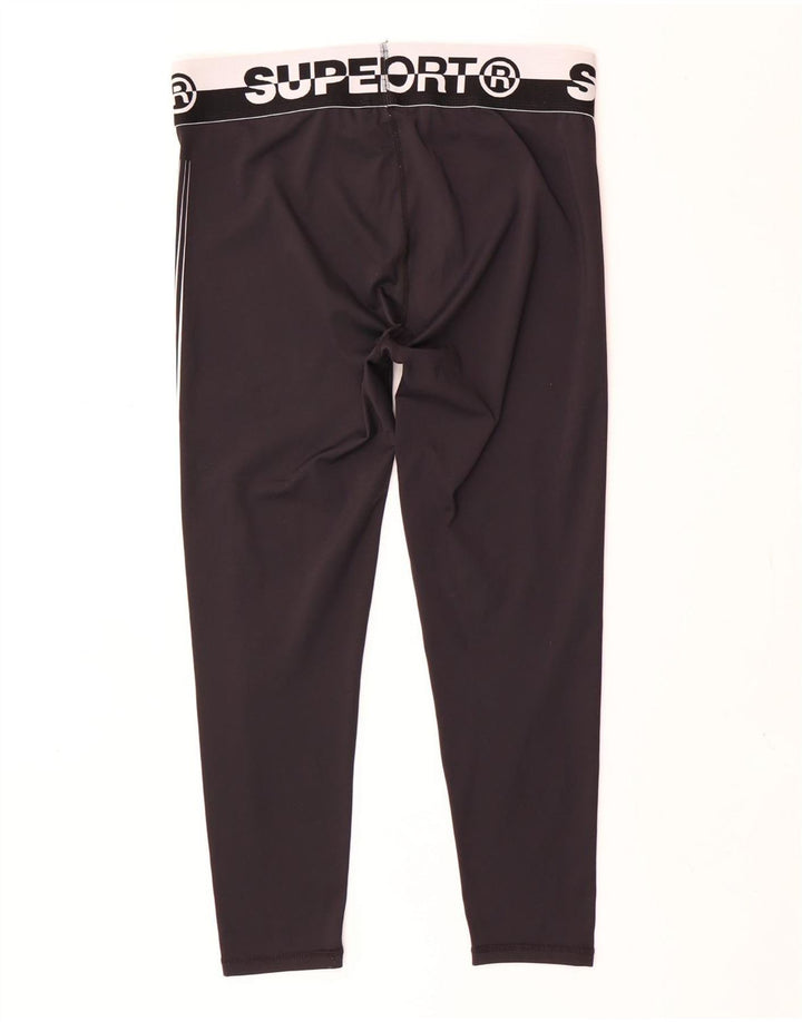Superdry Womens Graphic Crop Leggings UK 16 Large Black