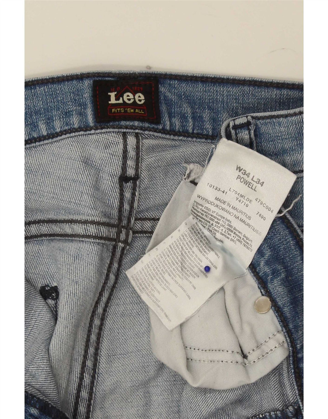 Lee Mens Powell Slim Jeans W34 L34 Blå Bomuld