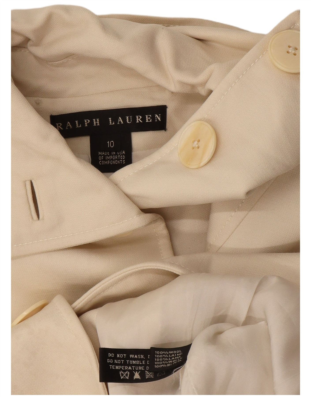 Ralph Lauren Dame Overfrakke US 10 Large Off White Uld