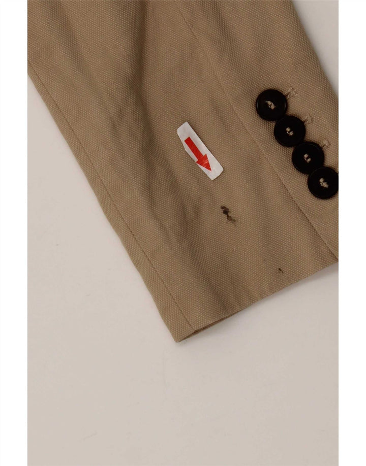 Zara Dame 1 Knap Blazer Jakke UK 6 XS Beige Lyocell