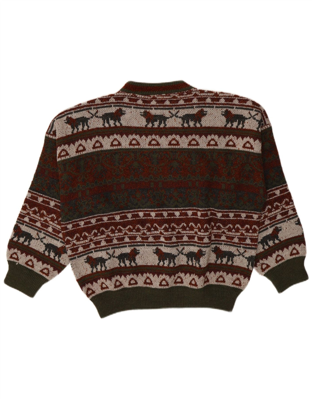 Vintage herre sweater med rund hals XL flerfarvet Fair Isle