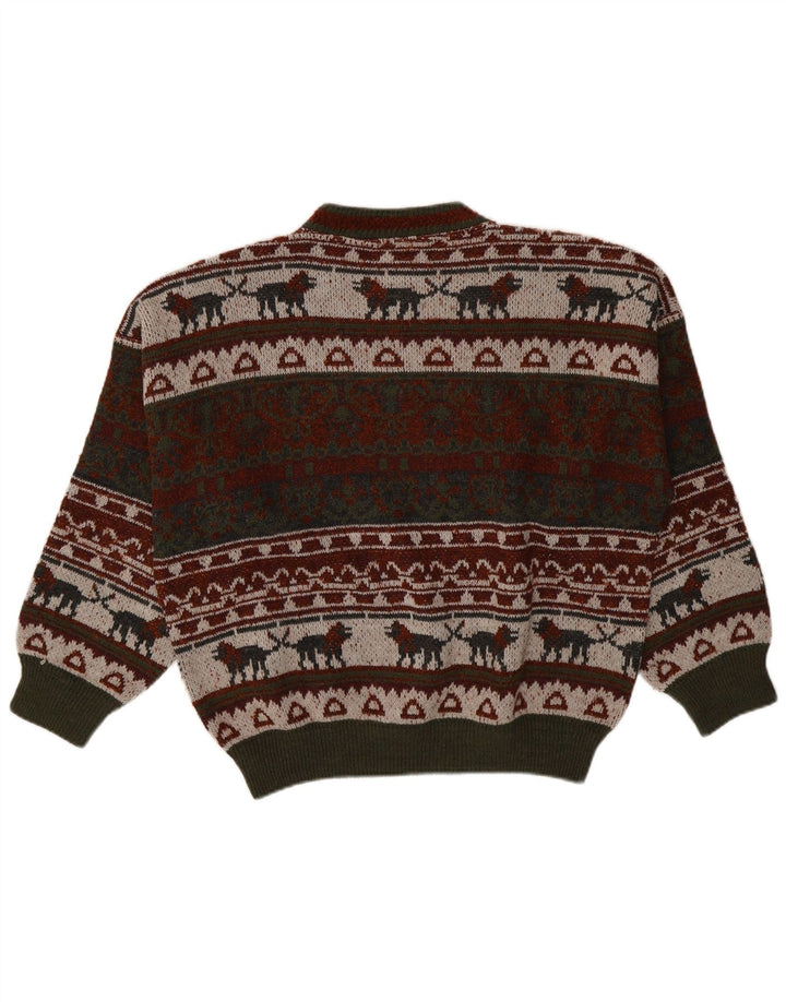 Vintage herre sweater med rund hals XL flerfarvet Fair Isle