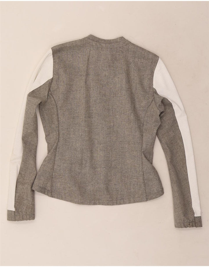 Adidas Womens Bomber Jacket UK 12/14 Medium Grey Colourblock Uld