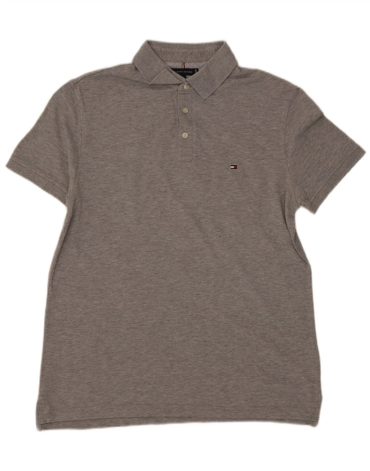 TOMMY HILFIGER Mens Polo Shirt Large Grey Cotton