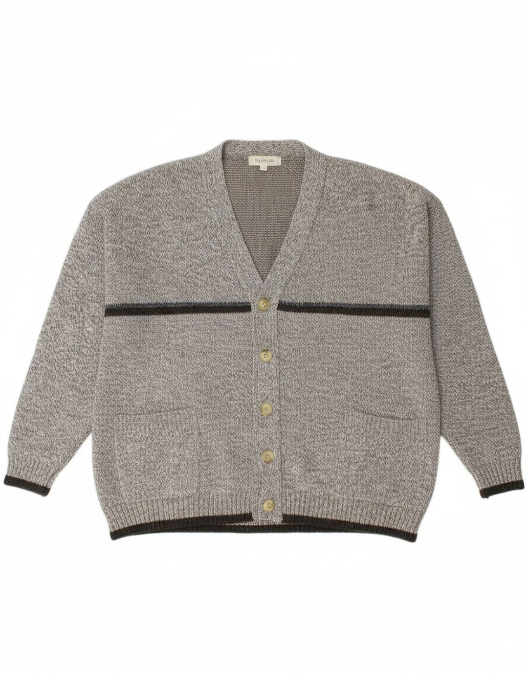 PROJECT Mens Loose Fit Cardigan Sweater Medium Green Flecked Wool