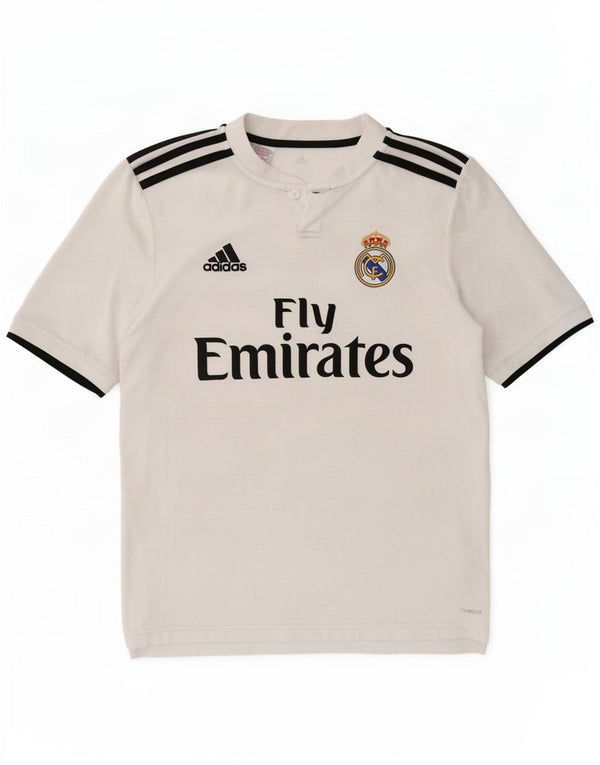 Adidas Boys Real Madrid Grafisk T-Shirt Top 15-16 år XL Hvid Polyester