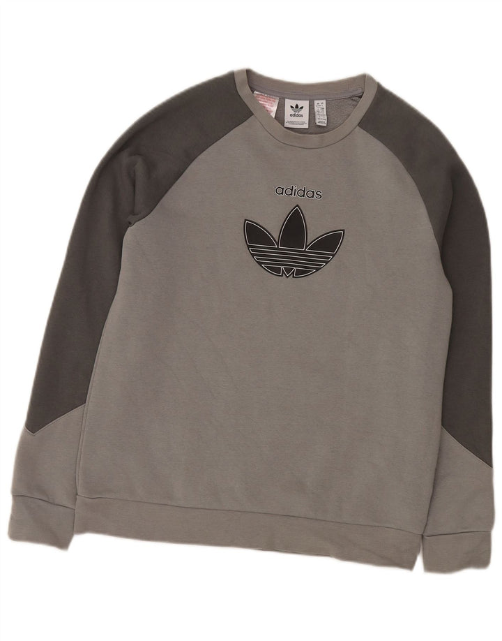 ADIDAS Grafisk Sweatshirt-trøje til drenge 13-14 år Grå Colourblock Bomuld