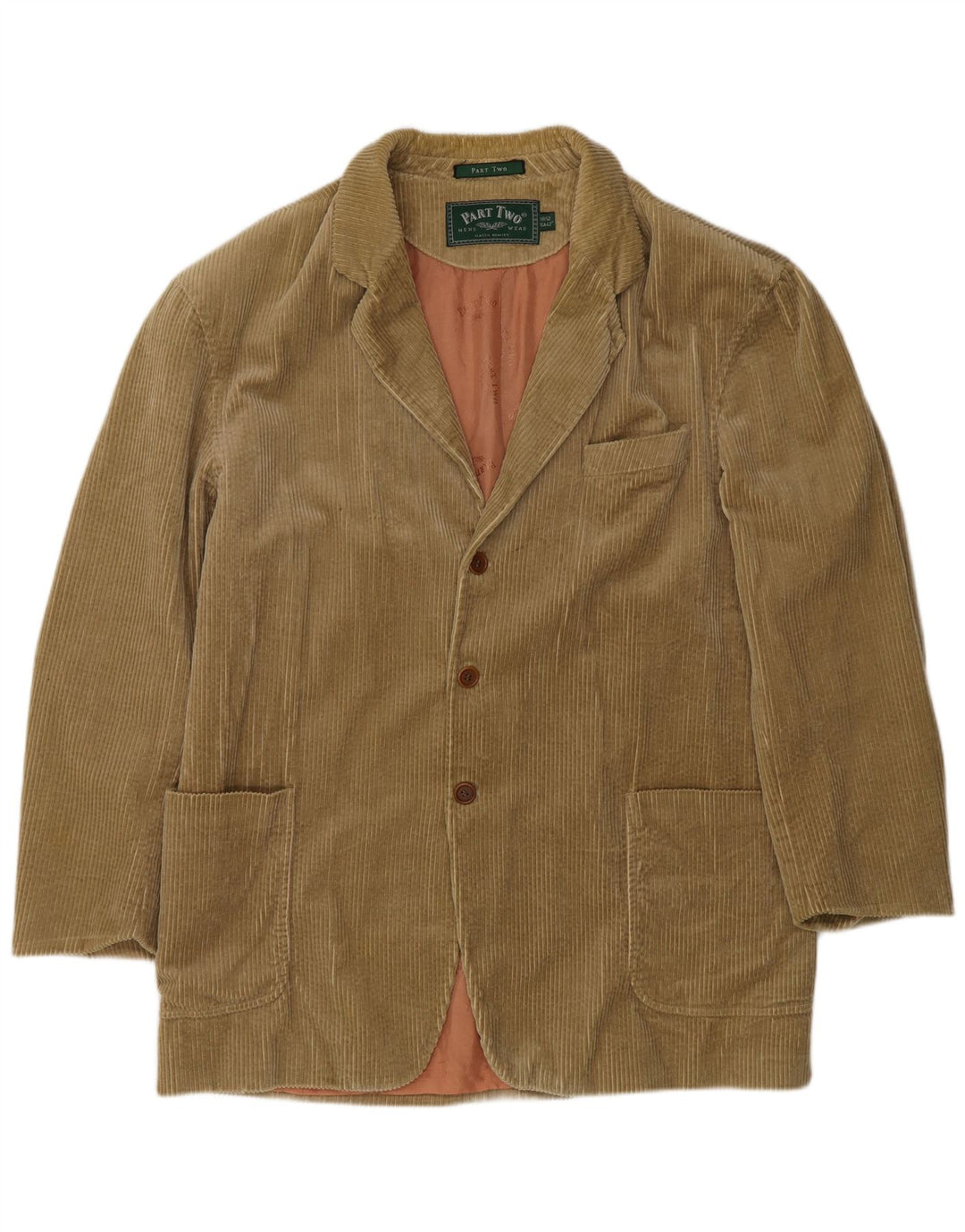 Part Two Herre Corduroy 3-knaps blazerjakke US 42 XL Beige Bomuld